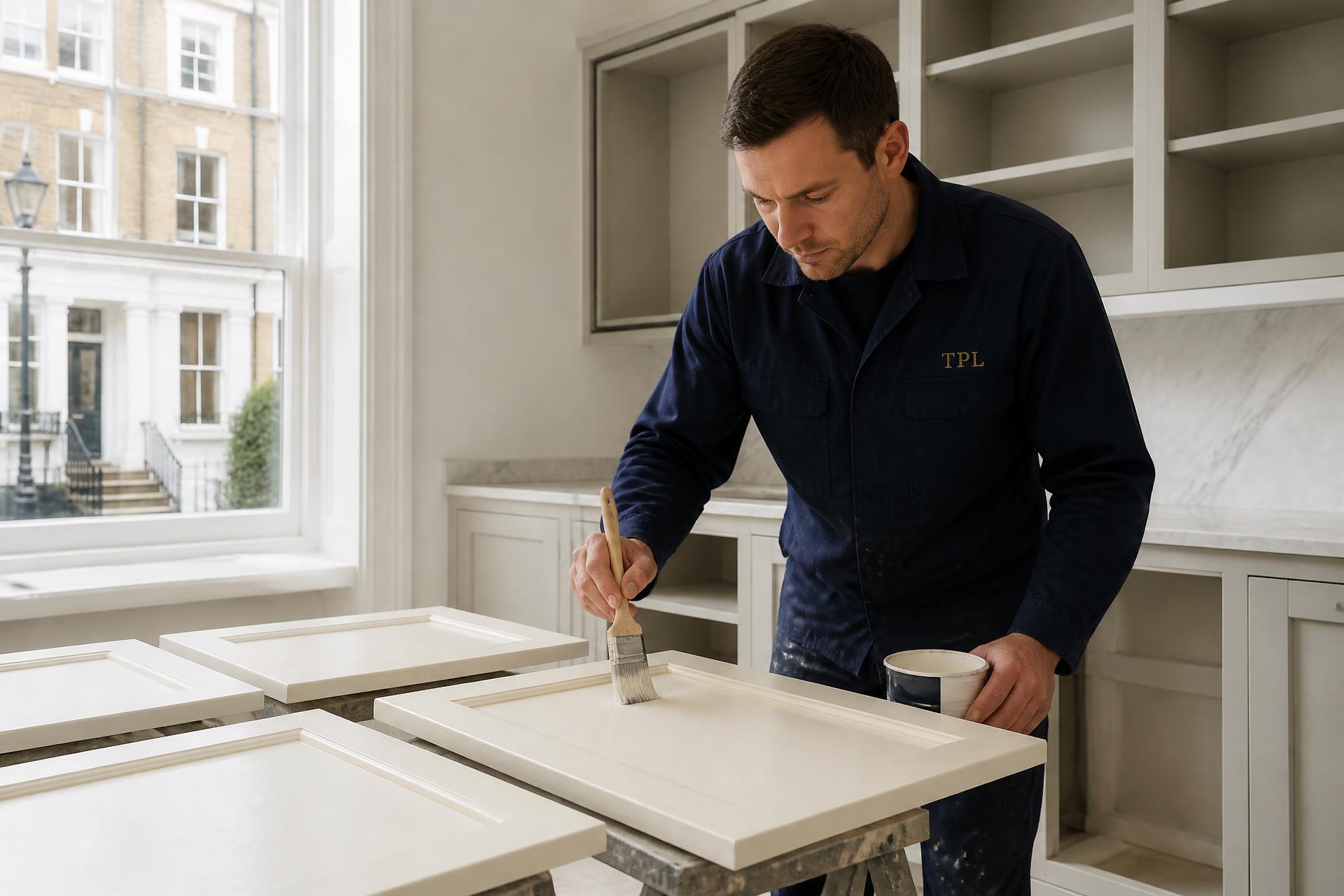 Kitchen Cabinet Painting — specialist painting and decorating work by The Painters London.